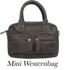 Arrigo Arrigo Klein Tasje Dames • Schoudertasje • Mini Westernbag • Buffelleer • Donkerbruin Handtassen