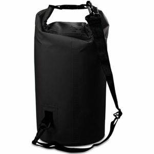 Buiten waterdichte dubbele tas van de schouder Dry Sack PVC Barrel tas capaciteit: 20L (zwart) Schoudertassen