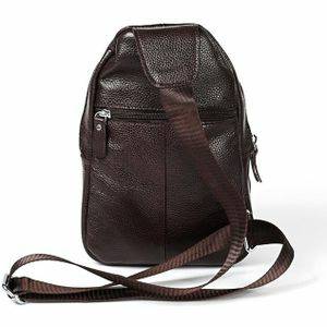 6023 casual Litchi textuur zachte gezicht echt leer een schouder Cross Body tas voor mannen (koffie) Schoudertassen