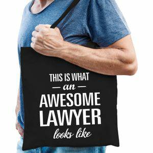 Awesome lawyer / geweldige advocaat cadeau katoenen tas zwart voor heren kado tas / beroepen / tasje / shopper Shoppers