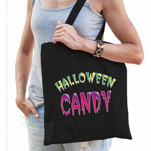 Boodschappentassen Halloween candy snoeptas zwart voor dames horror snoepzak/candyzak