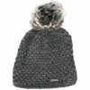 Mutsen Gebreide beanie muts grijs met nep bont pompon voor dames