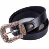 Riemen Vrouwen zwart leder westerse cowgirl taille metalen gesp tailleband nieuwe Hot Gold enkele knop zwarte bodem