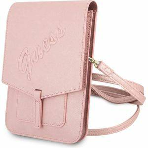 Telefoontasjes Guess Guess 7 inch Telefoontas Wallet Bag Roze Saffiano Leather