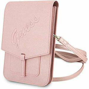 Telefoontasjes Guess Guess 7 inch Telefoontas Wallet Bag Roze Saffiano Leather