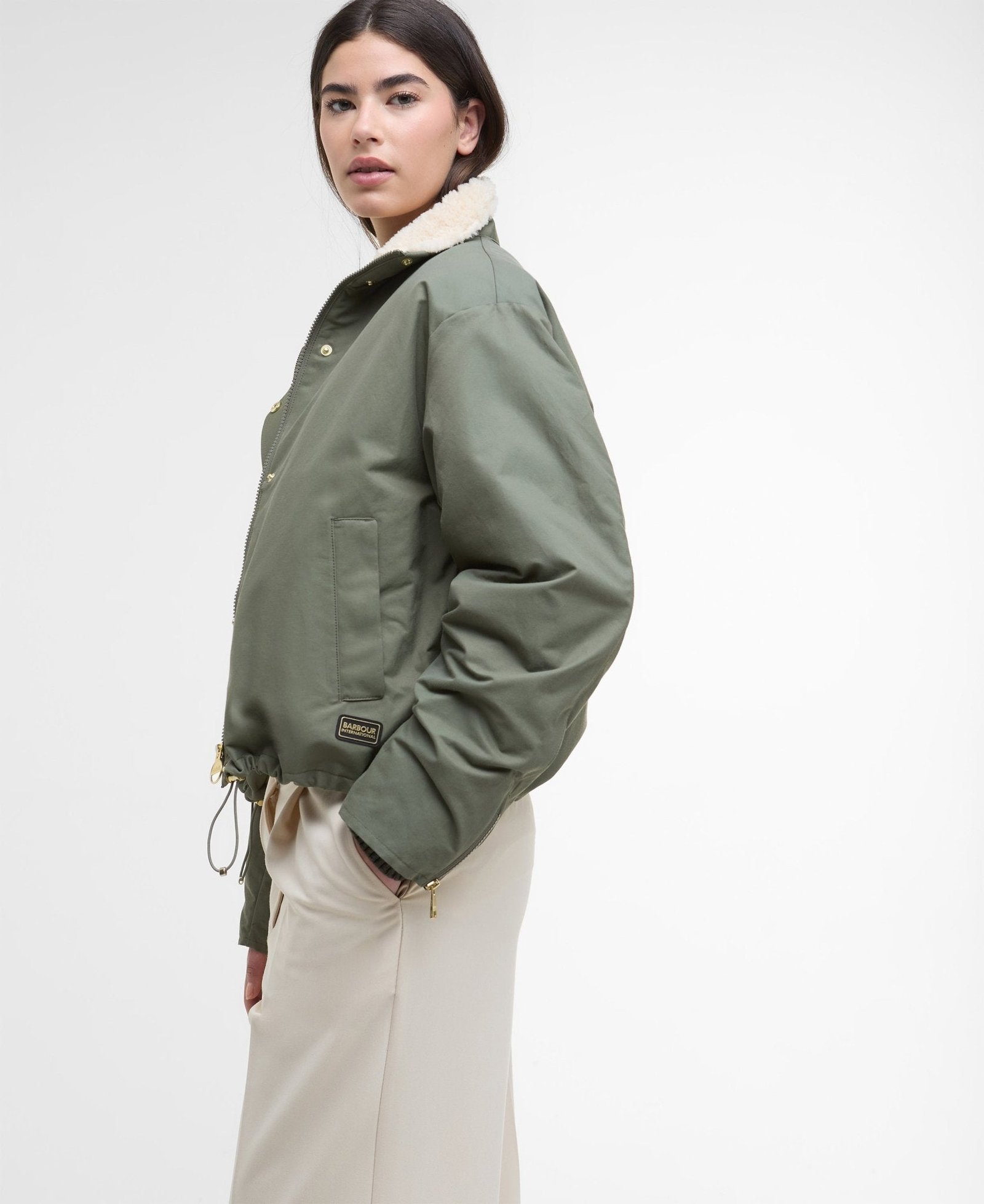 Barbour International Luanda 3 In 1 Showerproof Jacket Khaki - Image 5