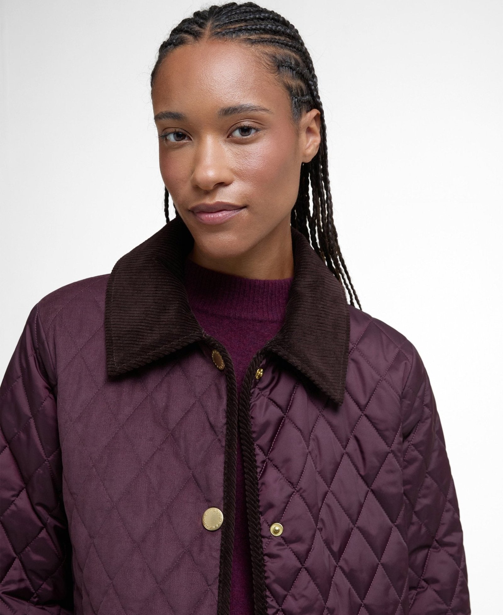 Barbour Marla Quilted Jacket Black Cherry/Dark Brown/Muted Tartan - Image 5