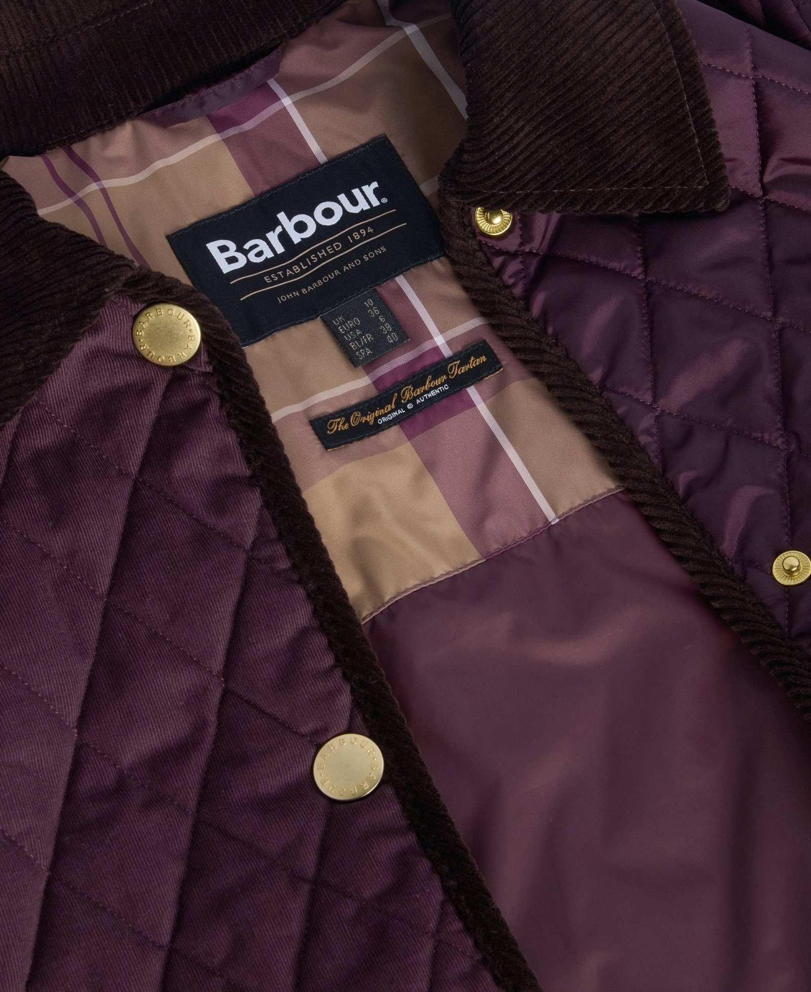 Barbour Marla Quilted Jacket Black Cherry/Dark Brown/Muted Tartan - Image 7