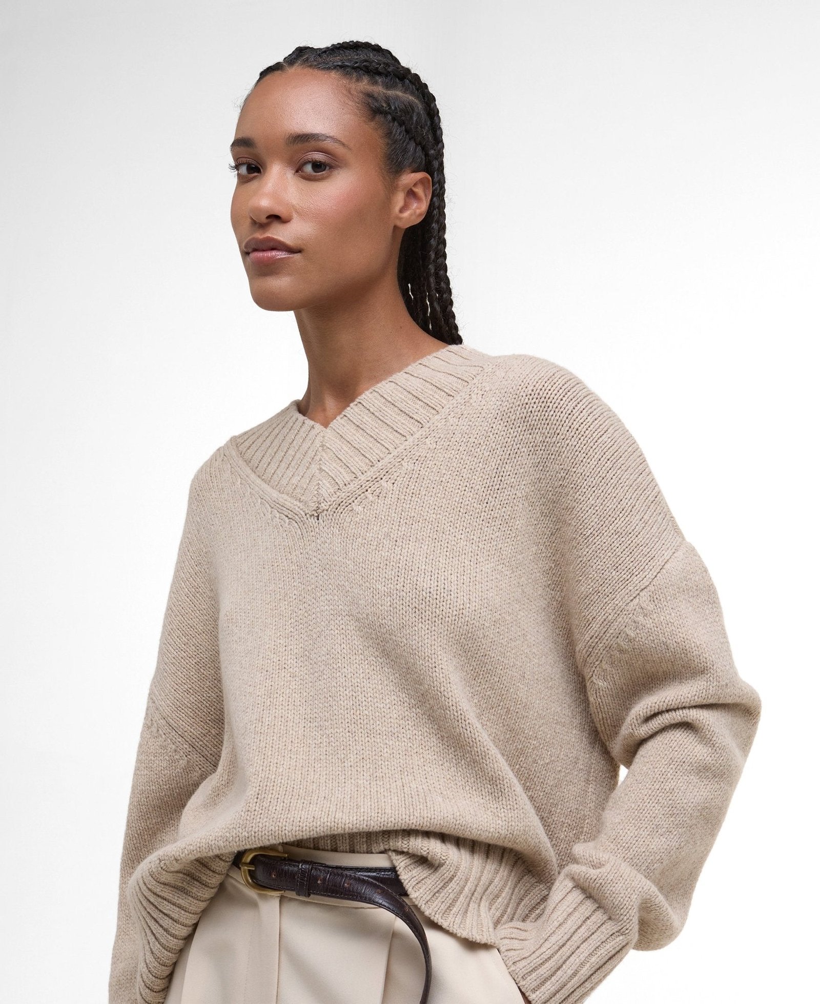 Barbour Antonia Knitted Jumper Oat - Image 4