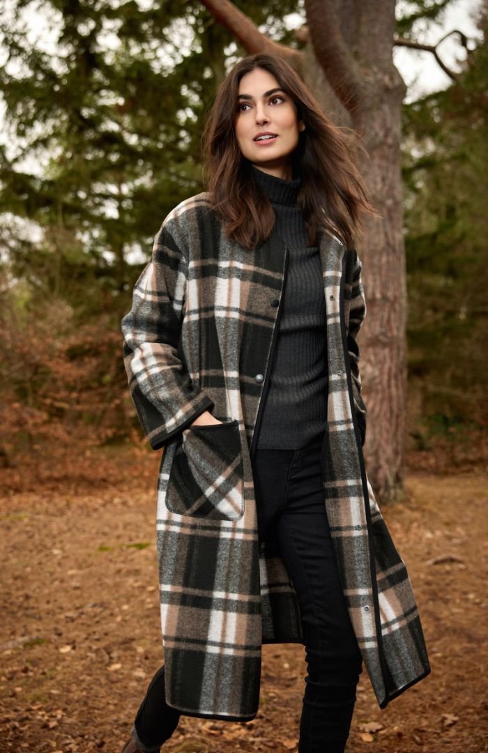 Soya Concept Vocal 2 Fleece Coat Check Black - Image 2